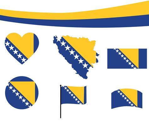Bosnia And Herzegovina Flag Map Ribbon And Heart Icon Vector Abstract