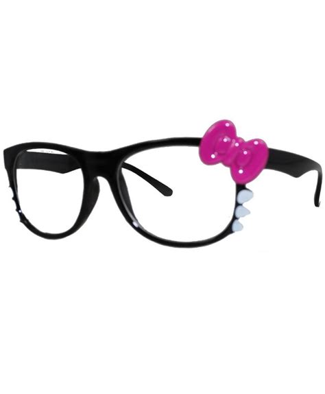 hello kitty nerd frame clear lens glasses w bow and whiskers black purple bow c011j5e0dvz
