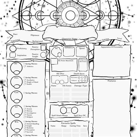 Celestial Skies Dnd Character Journal Dnd Character Sheet Etsy