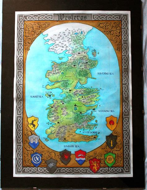 No Spoilers Map Of Westeros Watercolor Ink And Gold Tempera