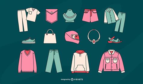Clothing Items Vector Set Vector Download