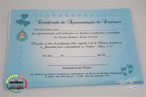 Certificado De Apresentação De Bebê Na Igreja Evangélica Para Imprimir