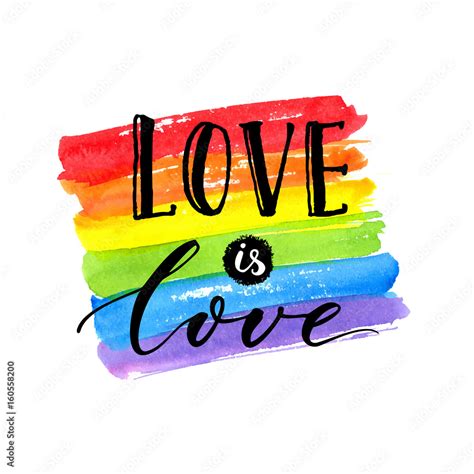 love is love lgbt pride slogan against homosexual discrimination modern calligraphy on