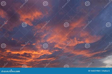 Early Morning Sunrise With Mist Fire Red Orange Clouds Sky Texture
