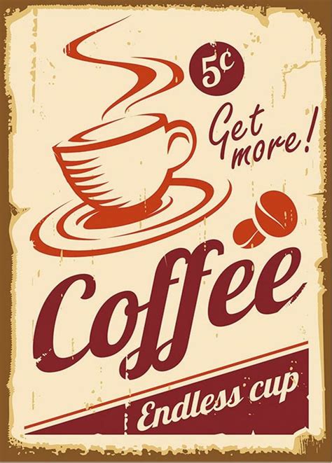 Vintage Poster Coffee Imprimir Sobres Pósteres Vintage Carteles