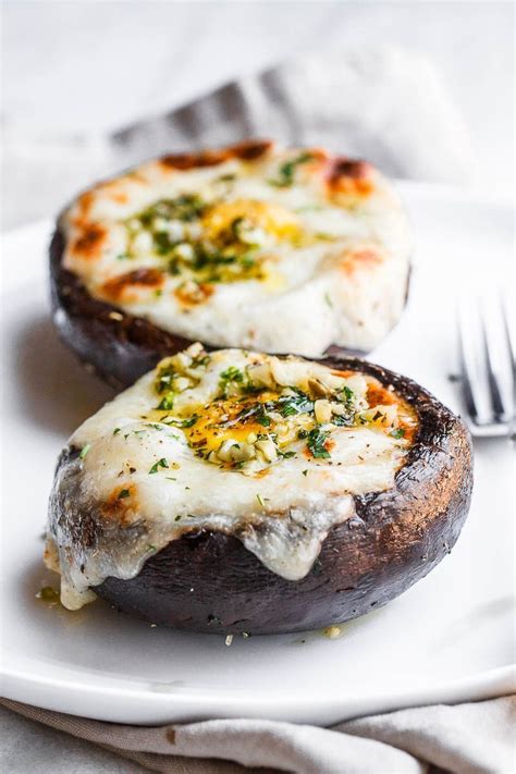 Cheesy Stuffed Portobello Mushrooms With Garlic Butter Sauce A Low Carb