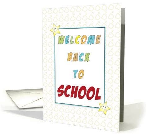 Welcome Back To School Greeting Card Smiley Face Stars