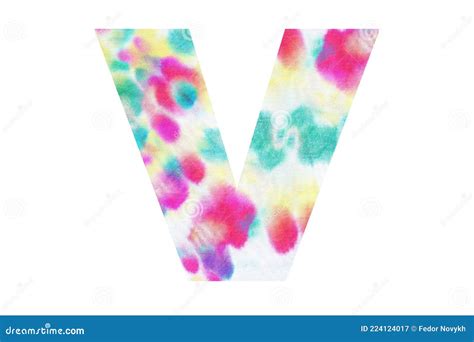 Initial Letter V With Abstract Hand Painted Tie Dye Texture Stock