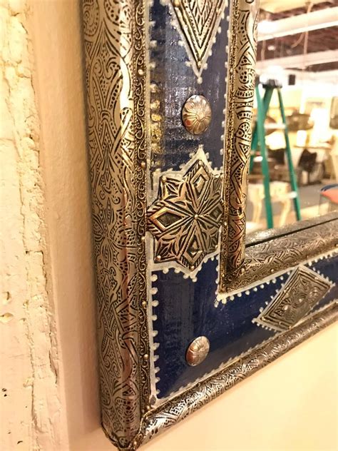 Large Pair Of Moroccan Moorish Style Blue Mirrors For Sale At 1stdibs