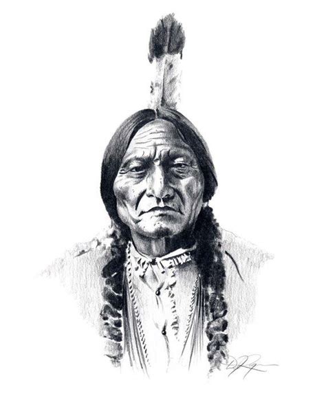 Chief Sitting Bull Pencil Drawing American Indian Art Print By Etsy