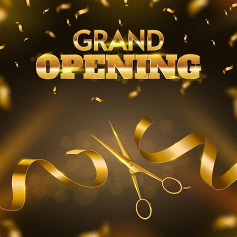 Premium Vector Grand Opening Ribbon Cutting Ceremony Golden Scissors