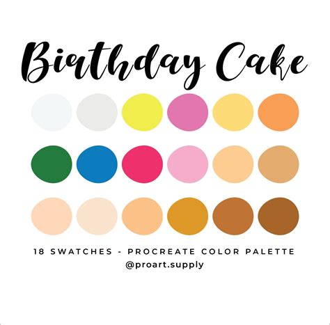 Birthday Cake Procreate Color Palette White Brown Tan Pink Blue