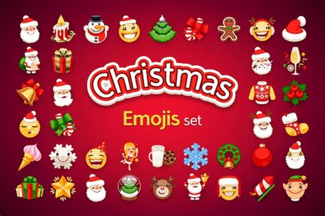 Weihnachten Emojis Holiday Set Premium Vektor