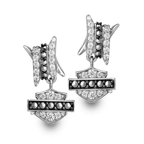 Ladies Harley Davidson Motorcycle® Barbwire Bling Earrings Mod Jewelry