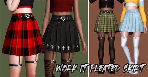 Work It Pleated Skirt And Trigger Garter Tights Trillyke Sims 4 Mods