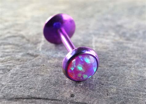 Purple Fire Opal 16 Gauge Cartilage Earring By MidnightsMojo