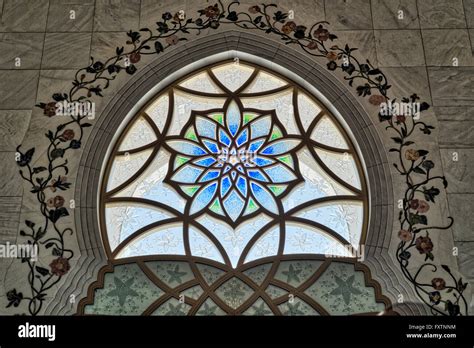 Sheikh Zayed Grand Mosque Intricate Detail Of A Window Stock Photo