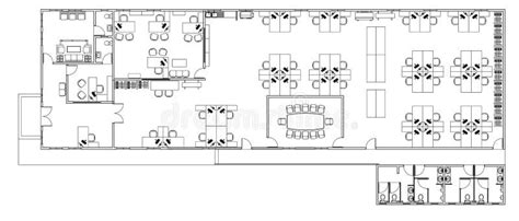 Office Plan Layout Drawing Complete With The Office Furniture In 2d Cad