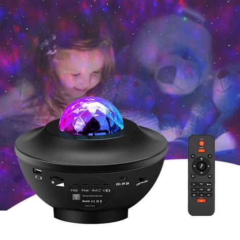 Led Star Galaxy Projector Ocean Wave Night Light Room Rotate Starry Sky