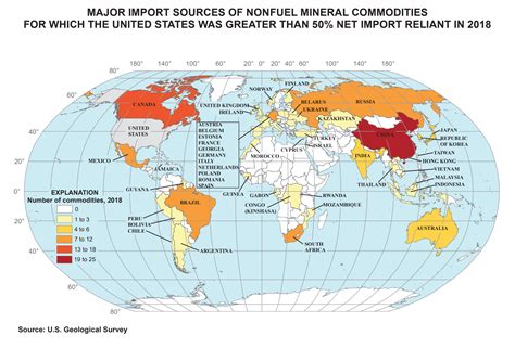 Minerals Commodities Summaries 2019 Map Us Geological Survey