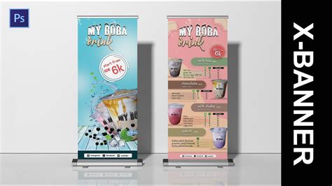 Desain Banner Minuman Kekinian Di Photoshop Boba Drink Youtube