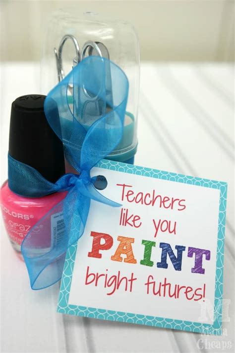 Pick an option that best suits their style, like bright patterns or include a photo of the classroom print on it. Teacher Nail Polish Gift Idea + FREE Printable Tag | Mama ...