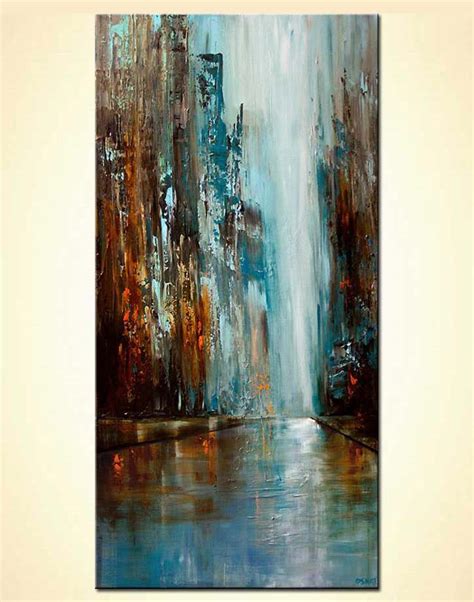 Painting For Sale Blue And Brown Abstract Cityscape 6024