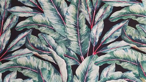 Frond Midnight Tropical Palm Leaf Acrylic Fabric Rich Tex