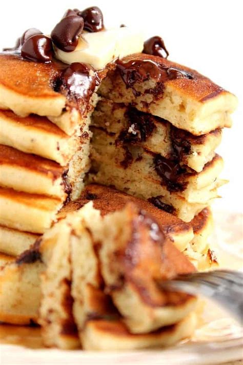 Fluffy Chocolate Chip Pancakes Recipe Crunchy Creamy Sweet