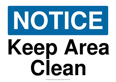 Printable Clean Area Signs