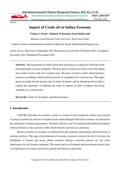 The malaysian experience emphasises the importance of economic growth since growth played a key role in the successful restructuring of the economy, poverty emsley (1996) also stresses the importance of economic growth, saying it is indispensable for a successful redistributive policy. (PDF) Impact of Crude oil on Indian Economy