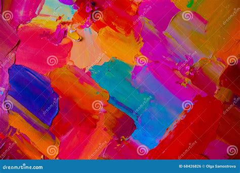 Colorful Original Abstract Oil Painting Background Stock Photo Image