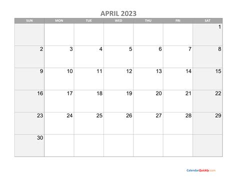 April Calendar 2023 With Holidays Calendar Quickly