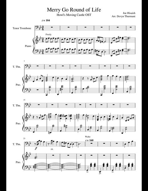 theme  howls moving castle sheet   piano trombone      midi