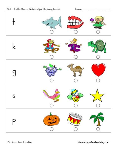 Student Led Beginning Sounds Test Practice Worksheet Have Fun Teaching