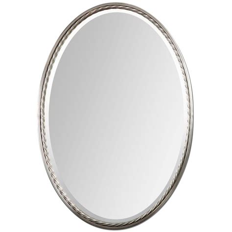 Ib backlit oval bathroom mirror. Global Direct Nickel Beveled Oval Wall Mirror at Lowes.com