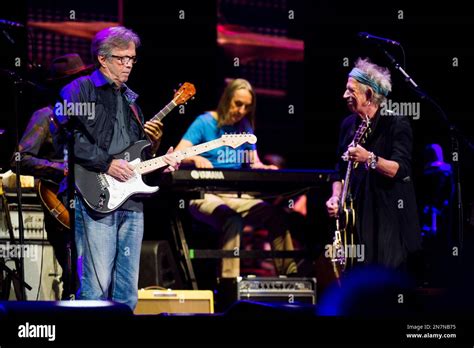 Eric Clapton Left And Keith Richards Perform At Eric Claptons
