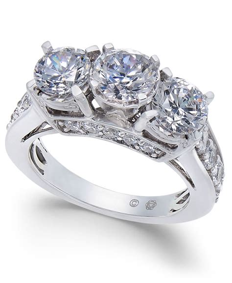 Macys Diamond Three Stone Engagement Ring 3 Ct Tw In 14k White