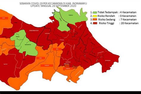 Dari kecamatan gabus wetan, kecamatan arahan, kecamatan jatibarang, kecamatan anjatan, kecamatan karang ampel. 20 kecamatan di Kabupaten Indramayu masuk zona merah COVID ...