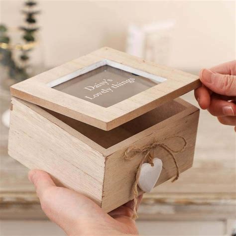 Personalised Wooden Heart Trinket Box By Dibor Wooden Keepsake Box