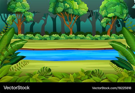 Forest And River Royalty Free Vector Image Vectorstock