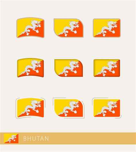 Vector Flags Of Bhutan Collection Of Bhutan Flags 11690666 Vector Art