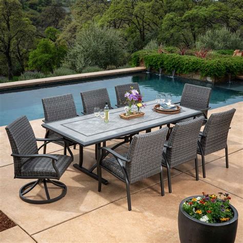 Sunvilla Indigo 9 Piece Woven Dining Set Patio Dining Set Outdoor