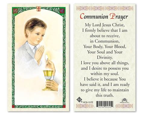 First Communion Boy Laminated Prayer Card Discount Catholic Products