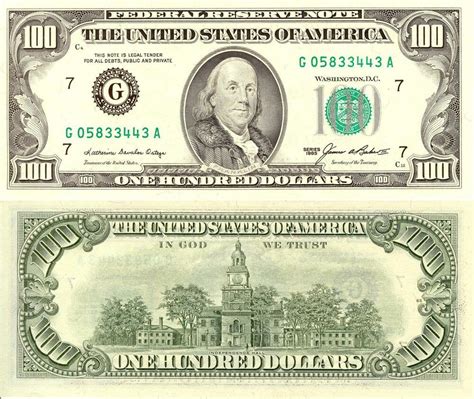 Ben Franklin Hundred Dollar Bill Glossy Poster Picture