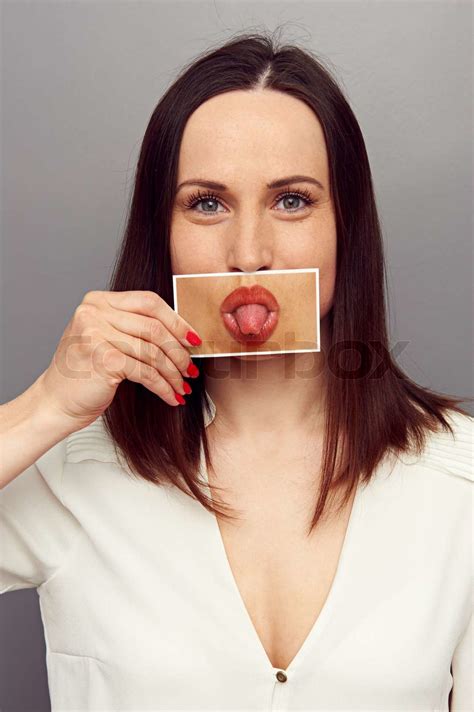 Woman Put Out Tongue Stock Image Colourbox