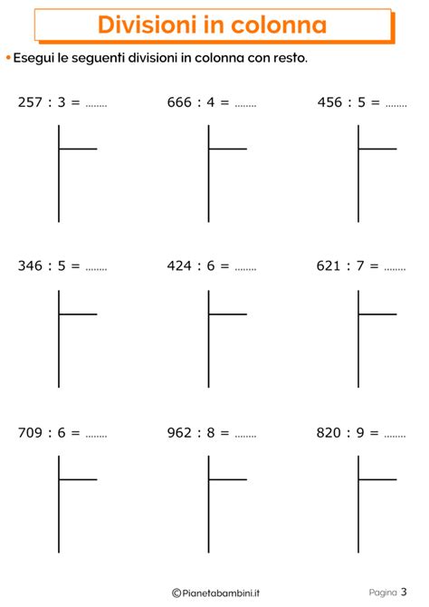 Controllo il divisore per essere sicuro che sia più piccolo del dividendo poi segno sul dividendo le cifre del numero che posso dividere: Divisioni in Colonna: Esercizi per la Scuola Primaria ...