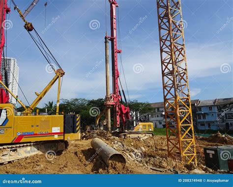Bore Pile Rig Machine At The Construction Site The Machine Used To