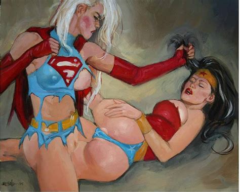 Kinky Superhero Catfight Wonder Woman And Supergirl Lesbian Sex Pics