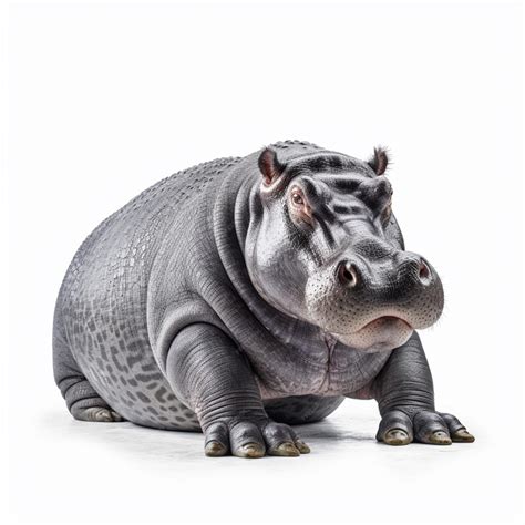 Premium AI Image | A hippo is sitting on a white background with the